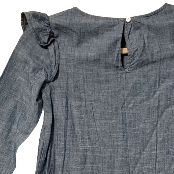 Crewcuts chambray flutter ruffle shoulder cotton knee length dress K4893 girls10 - Picture 8 of 9